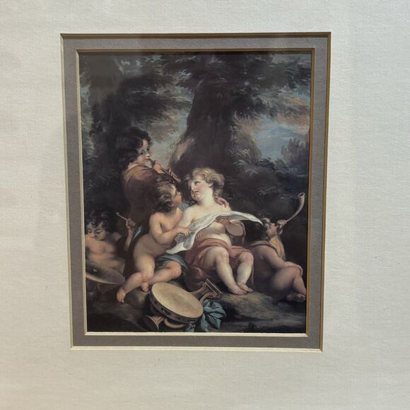 Set of 2 Gold Framed Prints by Angelica Kauffman, Cherubs Angels - Picture 2 of 7